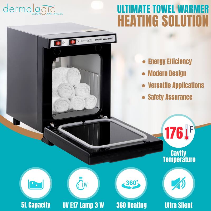 2in1 Towel Warmer UV Sterilizer (5L) for Salon Spa Beauty Massage and Home Use, Black