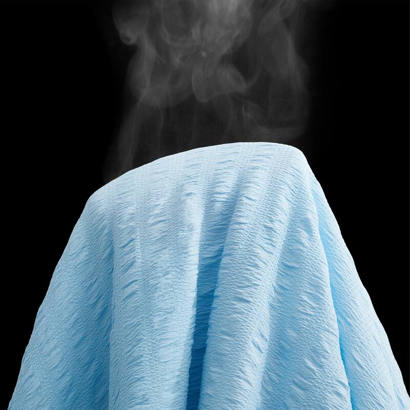 Lightweight Cooling Reversible Bed Blanket, Breathable Seersucker Comforter for Hot Sleepers