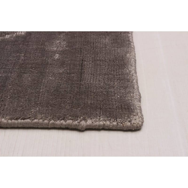 ECARPETGALLERY Hand Loomed Kashkuli Gabbeh Grey Viscose Rug - 5'6 x 8'4