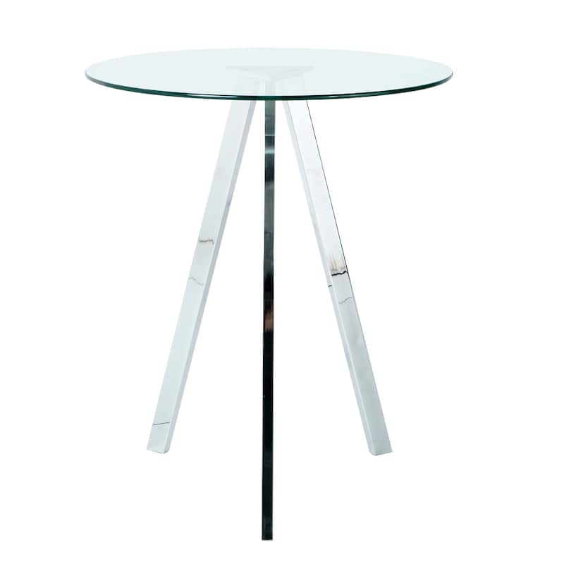 Modern Kitchen Glass dining table ROUND Tempered Glass BAR Table top,Clear BAR Table Metal Legs,electroplated legs (set