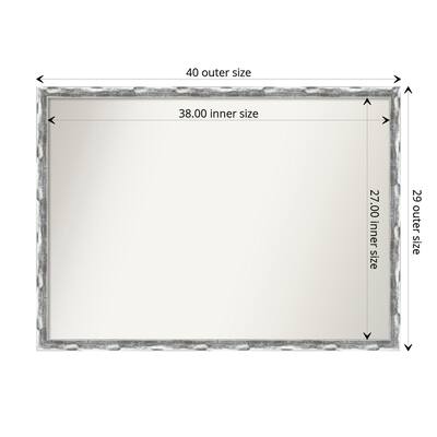 Non-Beveled Bathroom Wall Mirror - Scratched Wave Chrome Frame