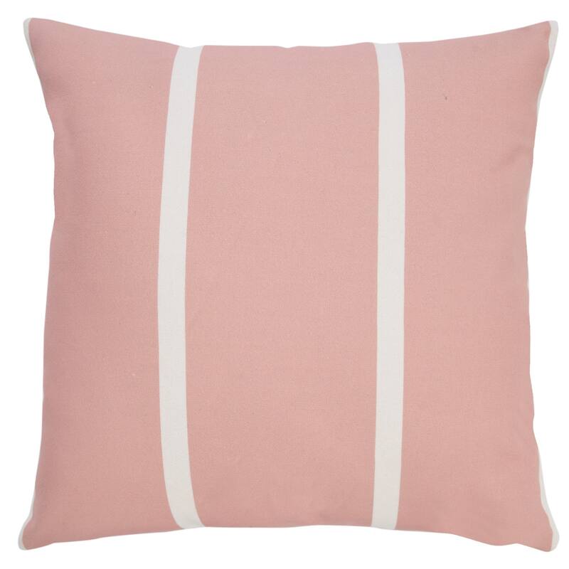 20" Pink and White Striped Square Outdoor Patio Throw Pillow