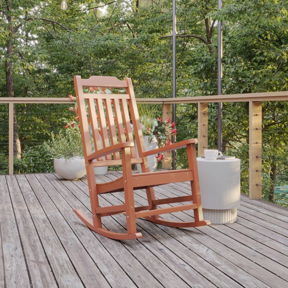 All-Weather Rocking Chair in Faux Wood - Patio and Backyard Furniture