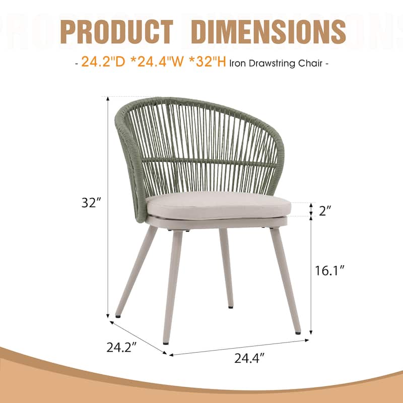 Outdoor 2-piece Dining Chair with Cushion