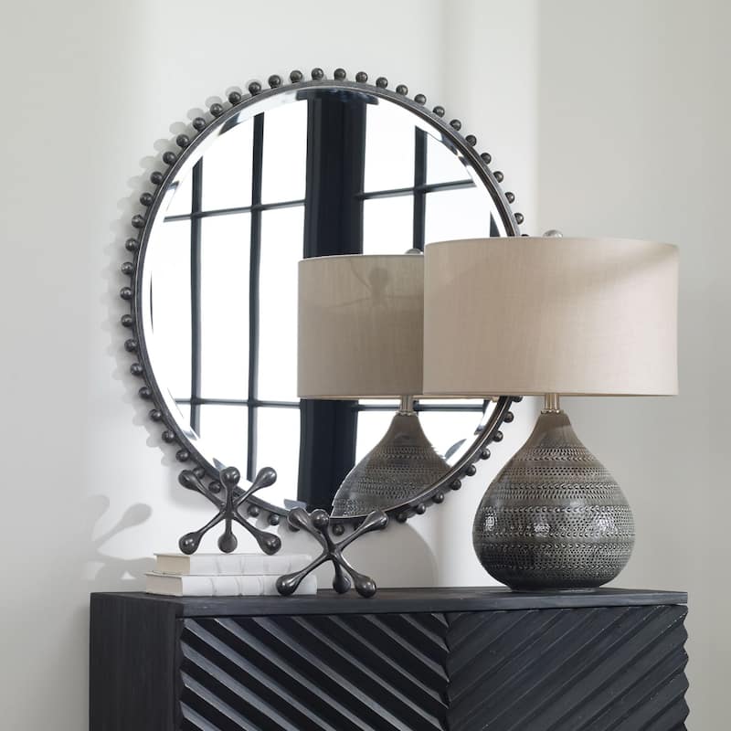 Uttermost Taza 32" Circular Beveled Framed Accent Mirror