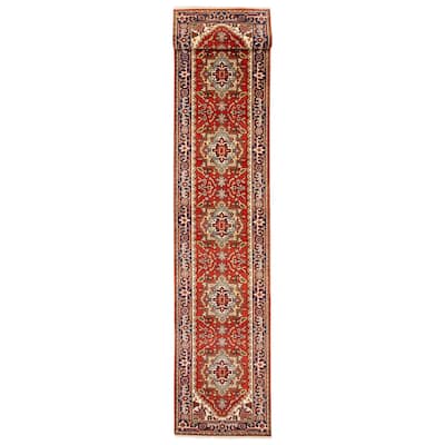 ECARPETGALLERY Hand-knotted Serapi Heritage Red Wool Rug - 2'7 x 19'6