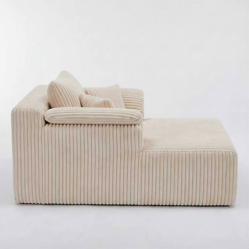 60" Chaise Lounge Chair, Oversized Boneless Corduroy Sofa Bed with Deep Seat, Indoor Sleeper Couch Reading Chair