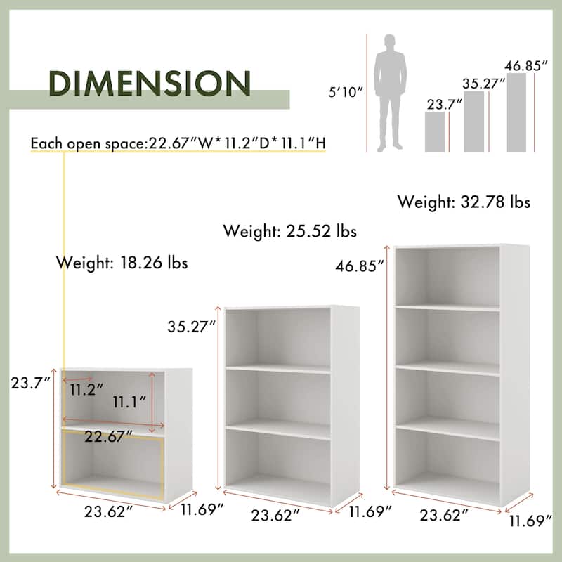 DH BASIC Modern Wood Customizable Stackable Storage Organizer - Cube Shelves, Drawer Cabinet, Bookcase with Doors by Denhour