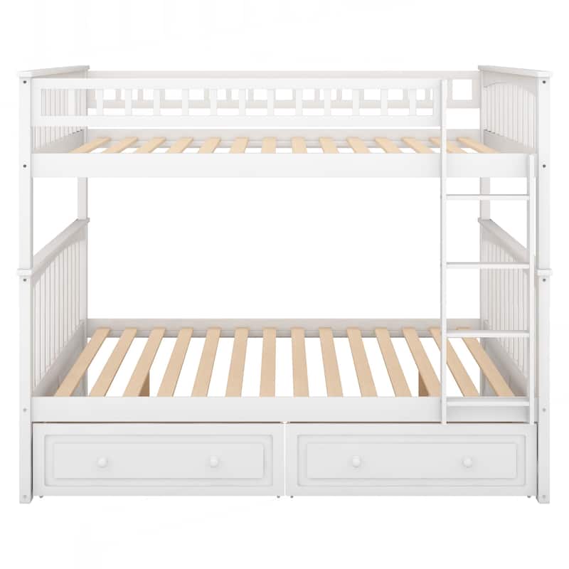 Full over Full Bunk Bed with Drawers, Convertible Beds