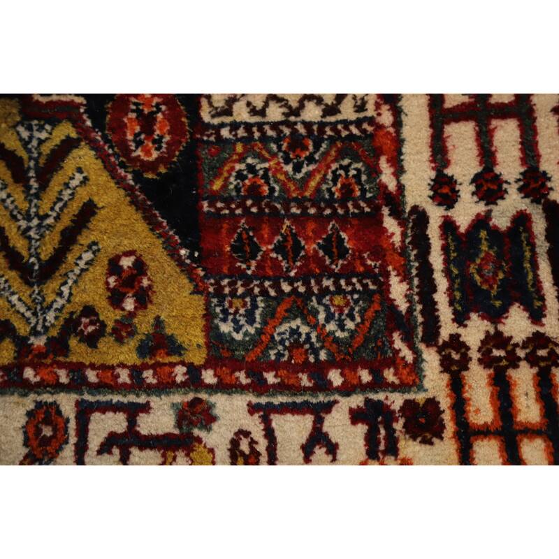 Hand Knotted Oriental 100% Wool Carpet Traditional Tribal Navy Blue & Blues Shiraz Area Rug - 6' 1'' X 3' 8''