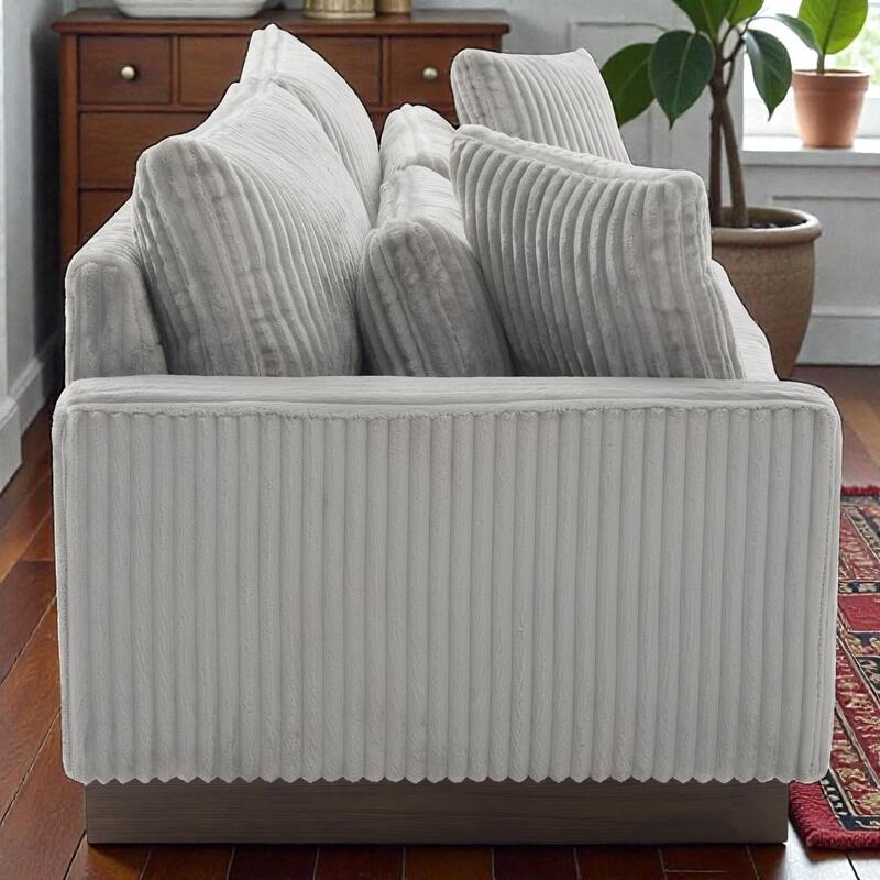 80.31" Modern Corduroy Loveseat Sofa with 4 Pillows, Upholstered Couch with Deep Seat for Living Room