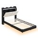 preview thumbnail 11 of 51, Platform Bed with Upholstered Backrest Headboard and USB Charging, Storage Single Bed LED Light Bed Frame for Night's Sleep