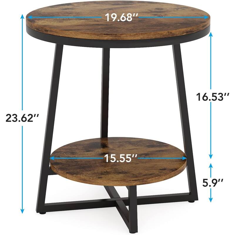 Industrial End Table, Round Side Table Table Small Coffee Accent Table