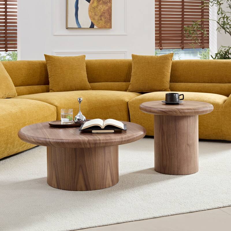 2-Piece Modern Round Coffee Table Set