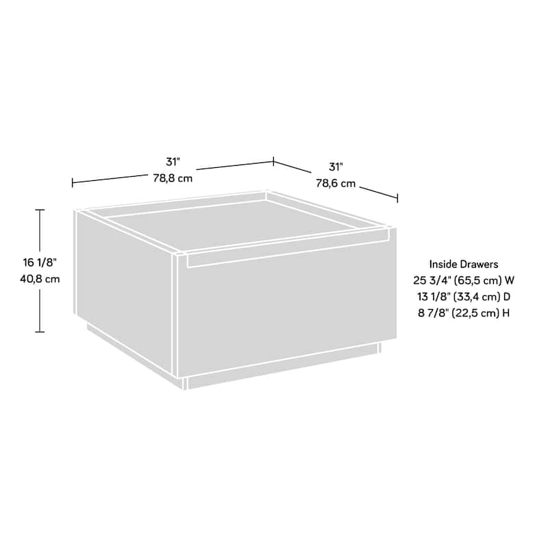 Wood Coffee Table with Full-Extension Drawers - 31.02" L x 30.95" W x 16.06" H