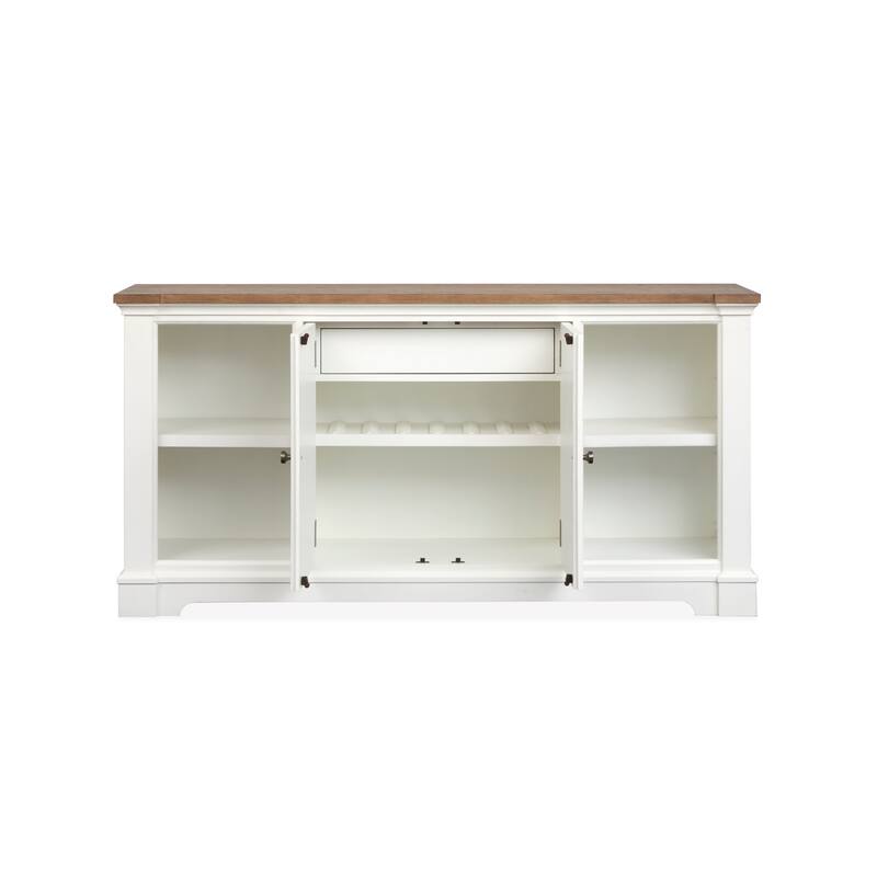 Magnussen Home Kingston Whisper White And Cerused Nutmeg Credenza - 68''W x 18''D x 34''H