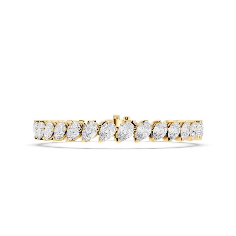 Auriya 14K Gold Lab Grown Pear-shaped Tennis Bracelet 11ct. tw. (F-G VS) - N/A