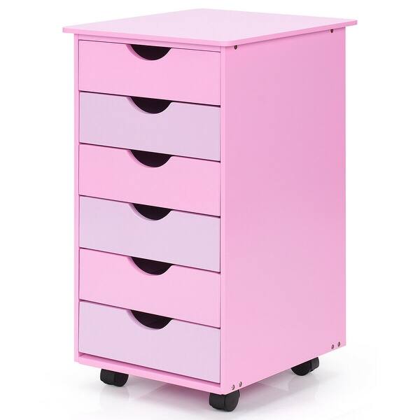 Shop Costway 6 Drawer Wood Mobile File Cabinet Rolling Organizer
