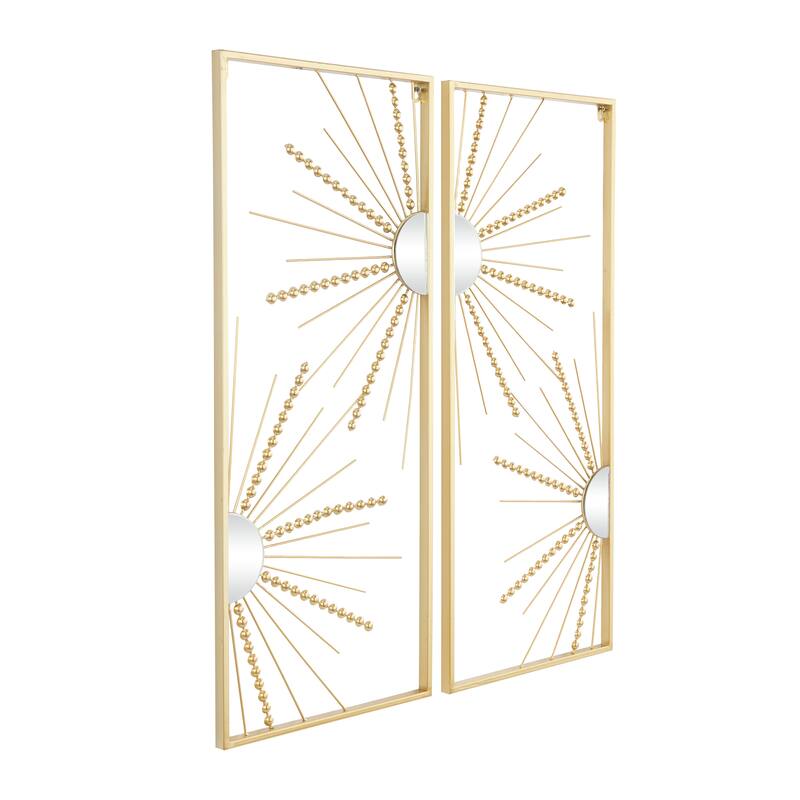 CosmoLiving by Cosmopolitan Gold Metal Half Moon Mirror Geometric Wall Decor with Gold Frame (Set of 2)