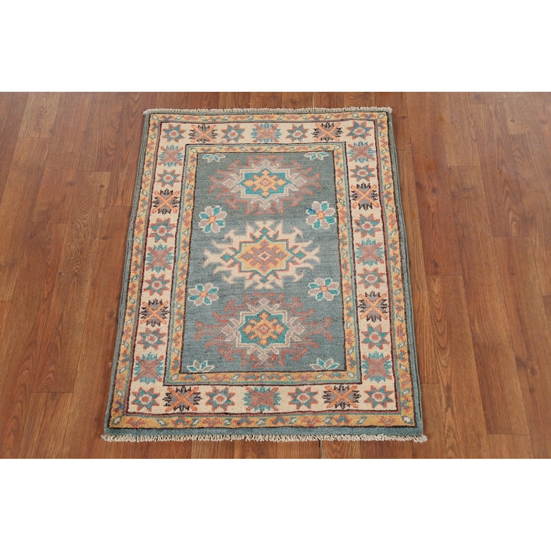 Geometric Kazak Accent Rug Hand-Knotted Wool Carpet - 2'1"x 2'10"