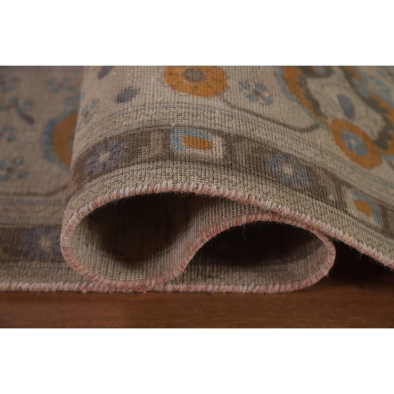 Hand Knotted Oriental 100% Wool Carpet Traditional Medallion Greys & Charcoal Tabriz Area Rug - 12' 8'' X 9' 6''