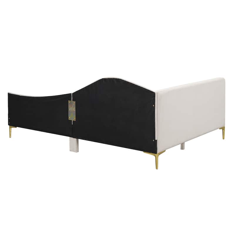 Full Size Upholstered Daybed with Headboard and Armrest, Support Legs