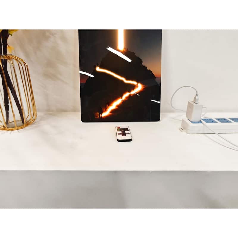 Christian Cross LED Wall Art - Acrylic UV Printed Light Up Religious Picture with Remote Control