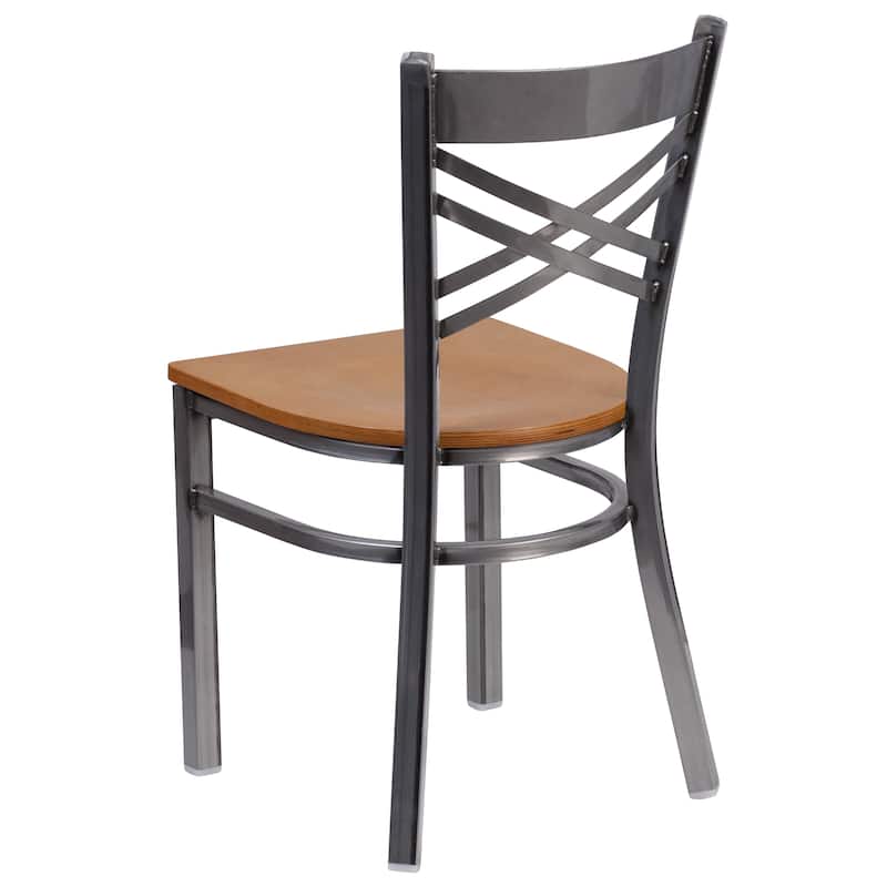 2 Pack Clear Coated ''X'' Back Metal Restaurant Chair - 16.5"W x 17"D x 32.25"H