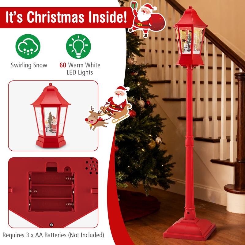 Gymax 5.3 Ft Musical Christmas Street Lamp w/ 8 Tunes 60 LED Lights