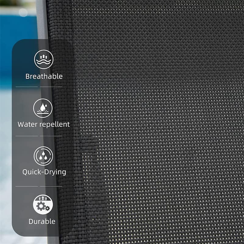 3 Pieces Aluminum Adjustable Pool Lounge Chairs