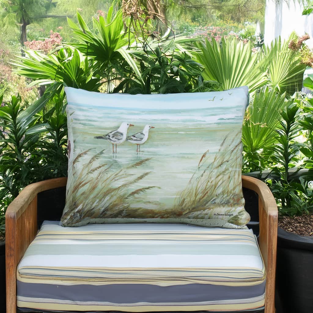 Magnolia Casual Outdoor Pillow Seagulls on Beach 13x18