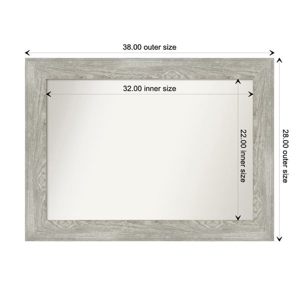 dimension image slide 46 of 113, Dove Greywash Framed Non-Beveled Custom Wall Mirror, Bathroom Vanity Mirror