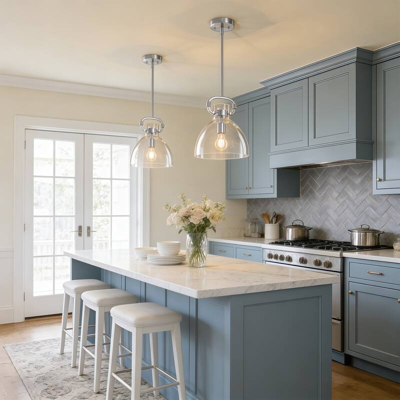 Starsky 1-Light Industrial Pendant With Glass Shade