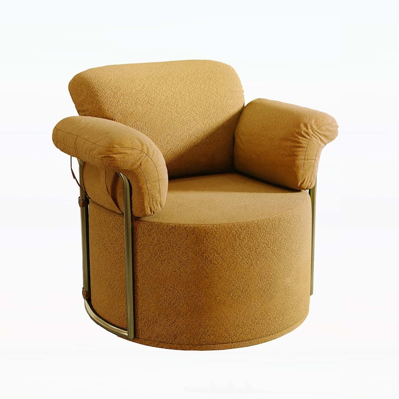 360 Degree Swivel Reading Chair with Gold Metal Legs,for Living Room,Bedroom,Office - Orange