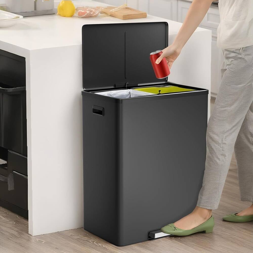 2x8 Gal Dual Compartment Step Trash Can for Kitchen Home Office