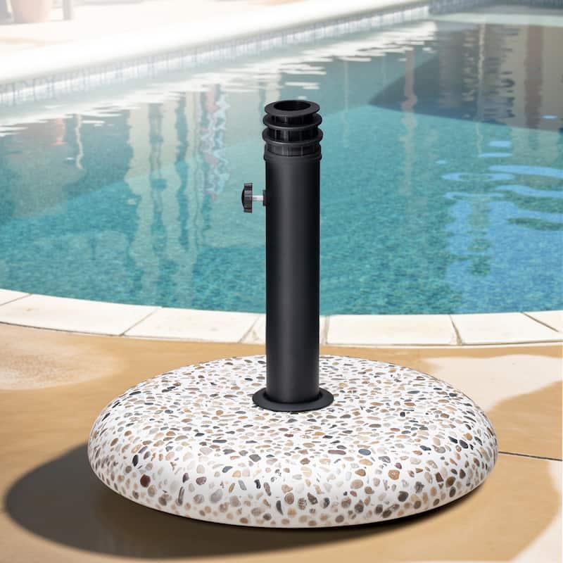 Pellebant Outdoor Patio Market Umbrella Stand with Concrete-Cobble Finish