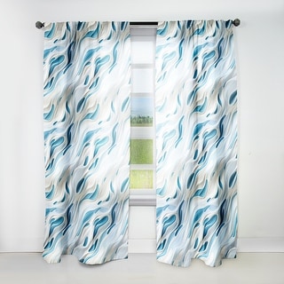 Designart "Blue And White Snowy Serenity" Abstract Curtain For Living ...