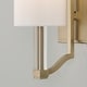 preview thumbnail 3 of 3, 5" W x 10.25" H 1-Light Wallchiere Sconce in Matte Brass with Clear Acrylic Accents and Cylindrical White Fabric Shades