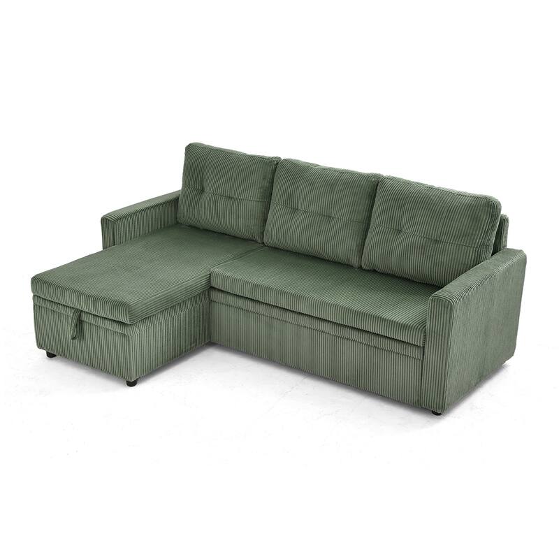 Modern Pull Out Sectional Sofa Bed Couch with Storage Chaise for Living Room