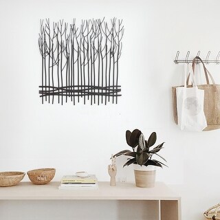 Rustic Black Large Metal Abstract Field of Trees Wall Art Decor