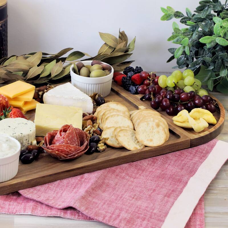 MegaChef 3 Piece Acacia Wood Cutting Board with Maganitized Serving Board Platter
