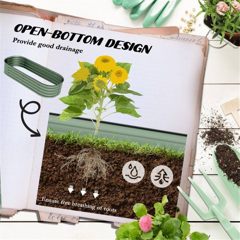 Outdoor Garden Bed with Galvanized Steel and Rubber-Sealed Top - 59" L x 24.5" W x 11.75" H