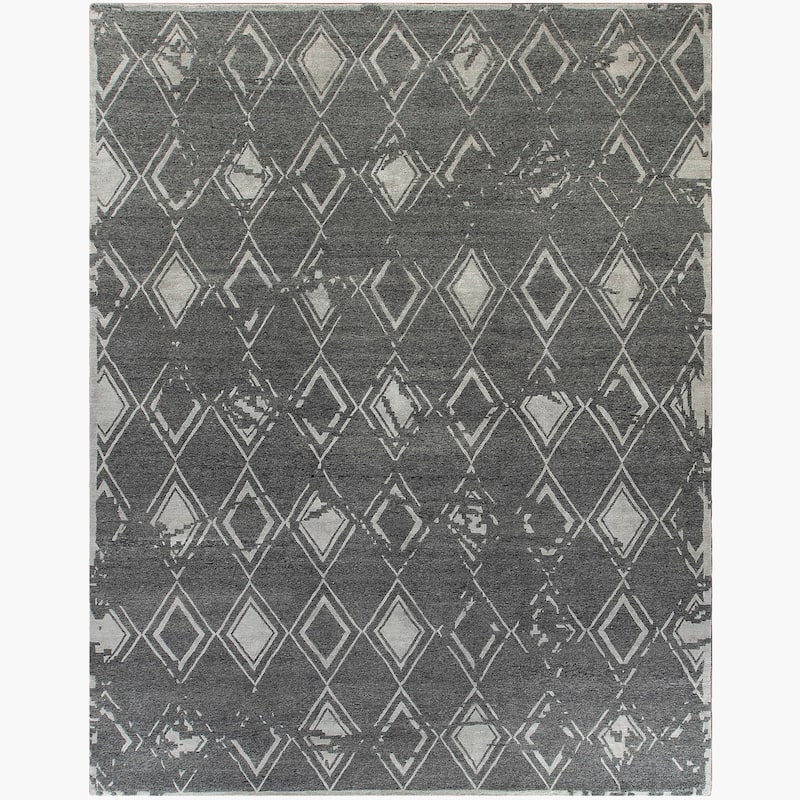 Ben Soleimani Borrado New Zealand Wool and Viscose Hand-Knotted Rug - 6' x 9' - Grey