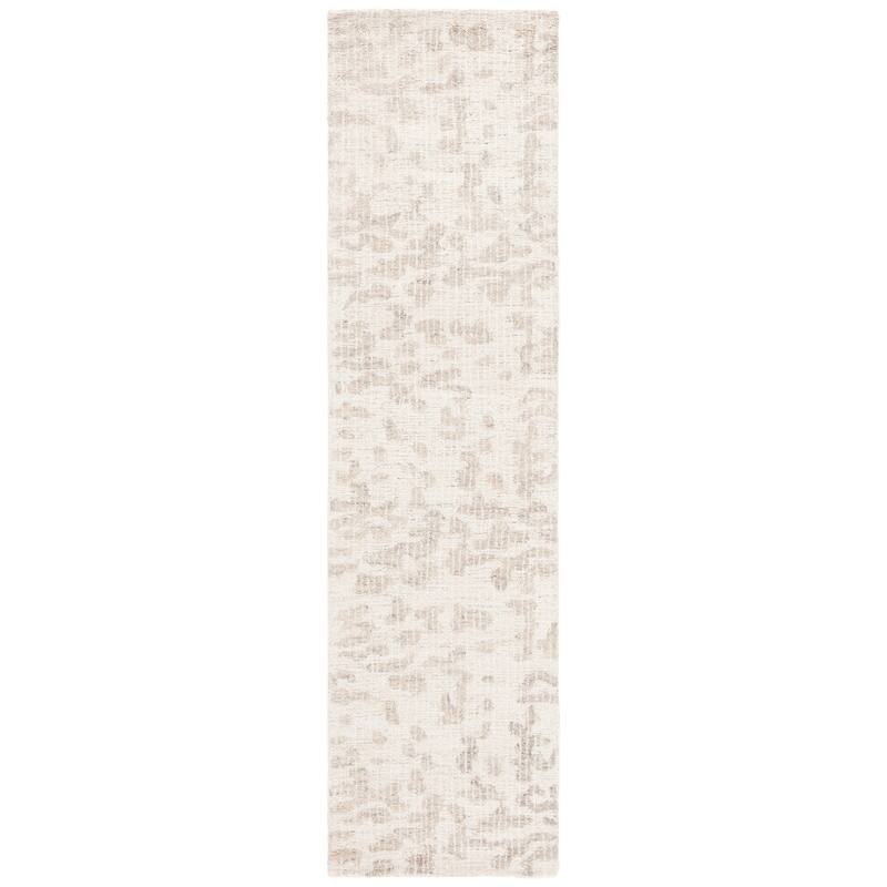 SAFAVIEH Handmade Ebony Diede Modern & Contemporary Wool Rug - 2'3" x 9' Runner - Ivory/Grey