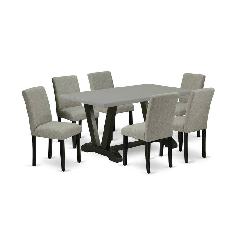 HomeStock 7-Pc Rectangle Natural Oak Finish Solid Wood Top Dining Table with 6 Chairs