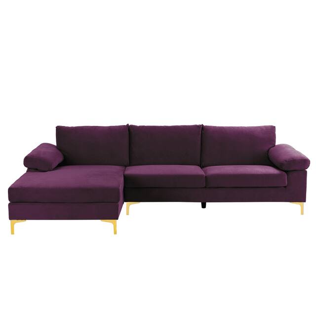 Velvet Upholstered L-Shape Sectional Sofa