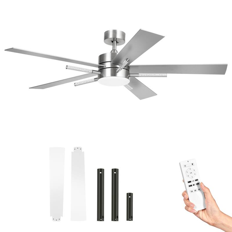 Moasis 5 Blades 60'' Ceiling Fan with Lights and Remote Control,Crystal Rod Design and Memory Function