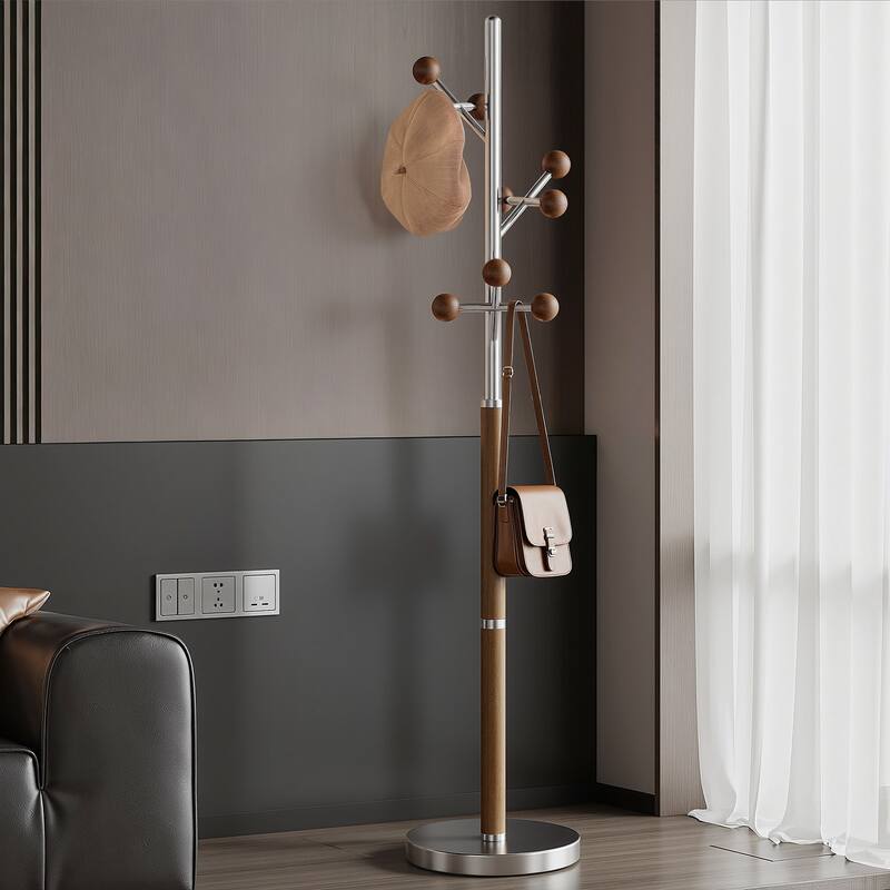 Coat Rack Freestanding, Metal Coat Tree with 8 or 9 Hooks and Heavy Duty Marble Base - 71.26”H x 14.96”W