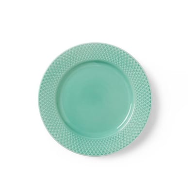 Lyngby Porcelæn Rhombe Color Lunch Plate, Aqua - Ø: 8.3"