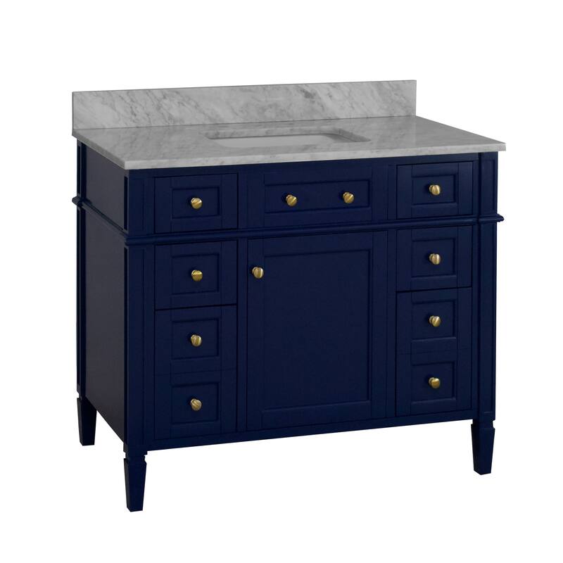 KitchenBathCollection Hailey 42" Bathroom Vanity with Carrara Marble Top